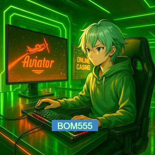 Imagem promocional do app oficial BOM555 destacando a conveniência de jogar cassino online pelo celular ou navegador