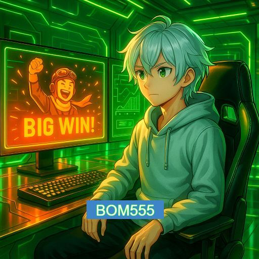 Imagem promocional do app oficial BOM555 destacando a conveniência de jogar cassino online pelo celular ou navegador