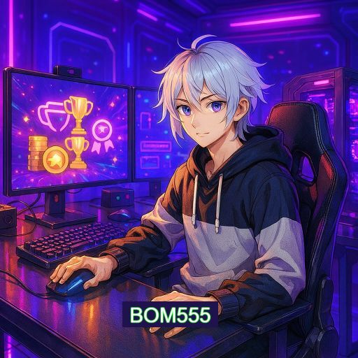 Imagem promocional do app oficial BOM555 destacando a conveniência de jogar cassino online pelo celular ou navegador