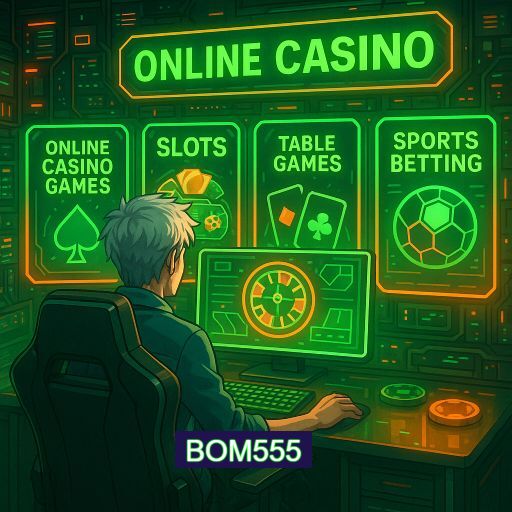 Imagem promocional do app oficial BOM555 destacando a conveniência de jogar cassino online pelo celular ou navegador