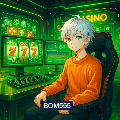 Imagem promocional do app oficial BOM555 destacando a conveniência de jogar cassino online pelo celular ou navegador