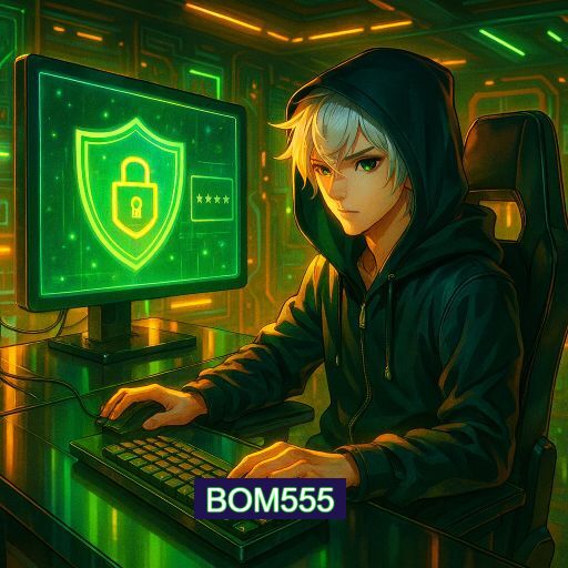 Imagem promocional do app oficial BOM555 destacando a conveniência de jogar cassino online pelo celular ou navegador