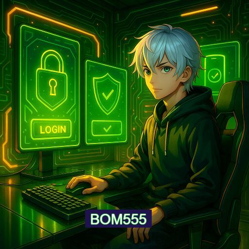 Imagem promocional do app oficial BOM555 destacando a conveniência de jogar cassino online pelo celular ou navegador